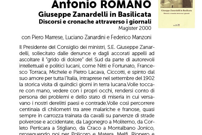 Brescia: Presentazione libro “Giuseppe Zanardelli in Basilicata” di Antonio Romano e Domenica Malvasi – Edizioni Magister